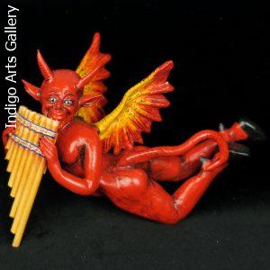 Diablo with Pan-pipes - Retablo Sculpture