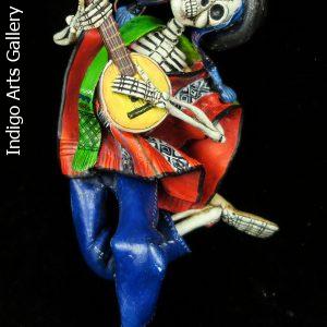 Calavera Musician of the Sierra - retablo sculpture