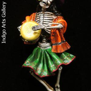 Calavera Drummer - retablo sculpture