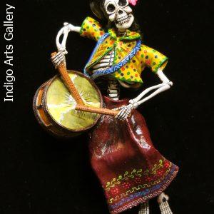 Calavera Drummer - retablo sculpture