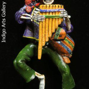 Calavera with Panpipes -Retablo ornament