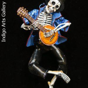 Calavera with Mandolin - retablo figure