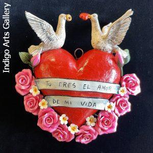 "Tu Eres el Amor de mi Vida" - Retablo Heart Ornament