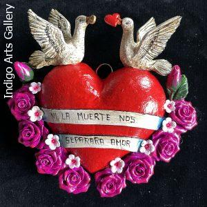 "Ni La Muerte Nos Separara Amor" Retablo Heart Ornament