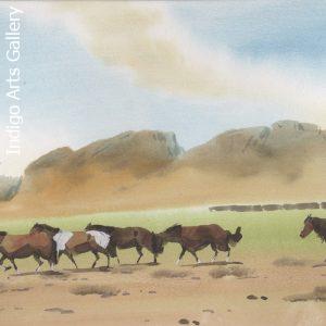 Horses in Mongolian Landscape