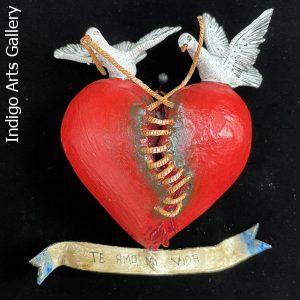 "Te Amo Mi Vida" (I love you my life) Retablo Heart Ornament