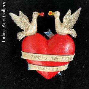 "Juntos for Siempre Amor Bio" (Together always my love) Retablo Heart Ornament