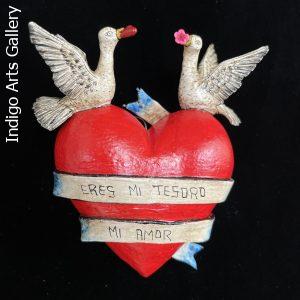 "Eres Mi Tesoro Mi Amor" (You are my treasure my love) Retablo Heart Ornament