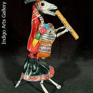 Calavera Flautist Dog - Retablo Figure