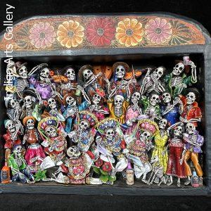 Danza Tijeres de Esqueletos (Dance of the Scissors) Retablo (version 5)